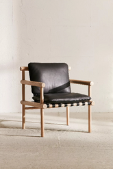 Trueliving_Leather Dowel Arm Chair_Black_H 30.5 X L 26.5 X D 24
